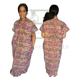 Colorful Striped African Boubou Dress